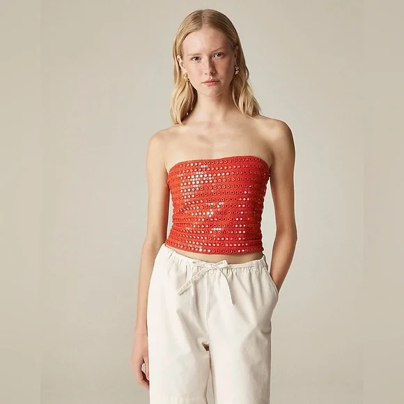 JCREW Broken-in jersey tube top with mirror embellishments - Picture 3 of 6